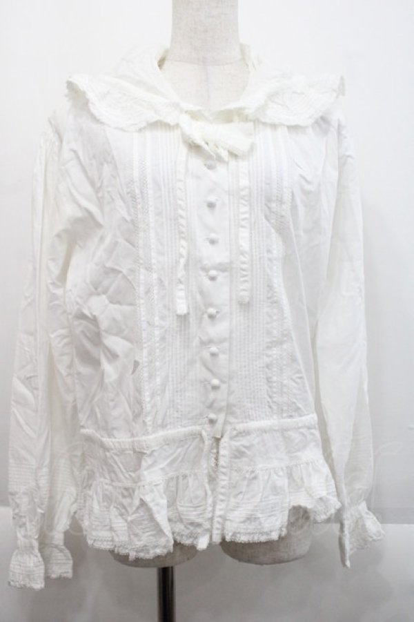 画像1: KETTY / ピンタックリボンフードブラウス  白 I-25-09-21-007-EL-BL-HD-ZI (1)