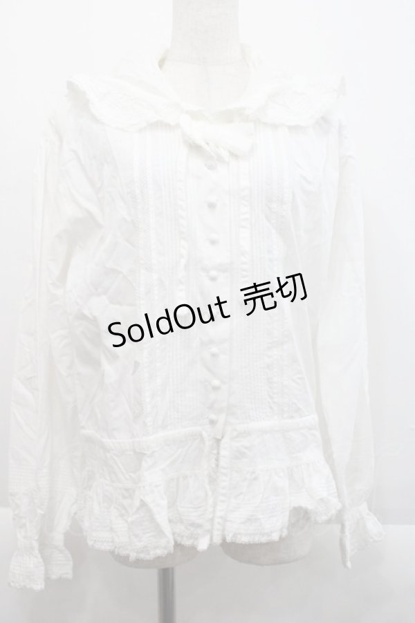画像1: KETTY / ピンタックリボンフードブラウス  白 I-25-09-21-007-EL-BL-HD-ZI (1)