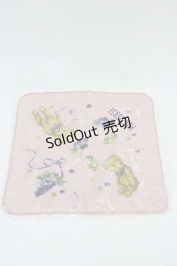 画像1: PINK HOUSE / クマと葡萄プリントタオルハンカチ  ピンク I-25-09-21-125-LO-ZA-HD-ZI (1)