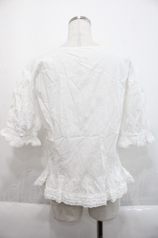 画像2: KETTY / フリルリボン半袖ブラウス  白 I-25-09-21-009-EL-BL-HD-ZI (2)
