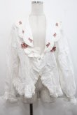 画像1: KETTY / ローズブーケ刺繍スカラップセーラー襟オーバーブラウス  白ｘ赤 I-25-09-21-012-EL-BL-HD-ZI (1)