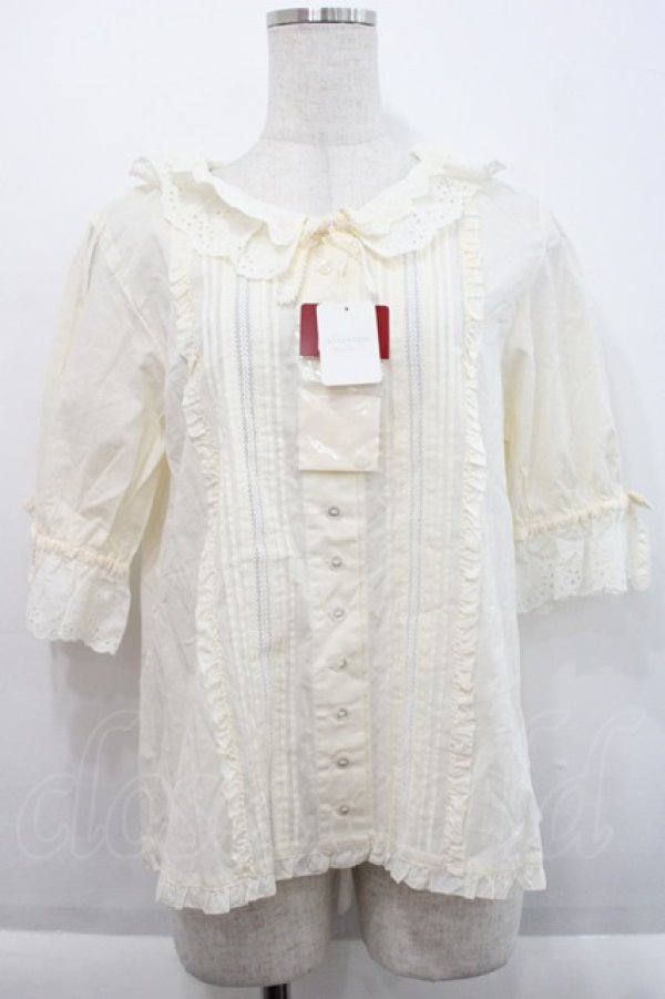 画像1: PINK HOUSE / レースフリル衿ブラウス  生成り I-25-09-21-014-LO-BL-HD-ZI (1)