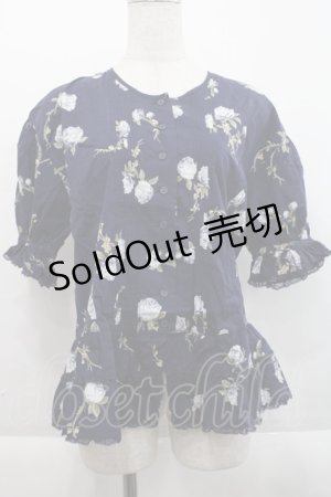 画像: KETTY / オールドローズ半袖ブラウス  青 I-25-09-21-023-EL-BL-HD-ZI