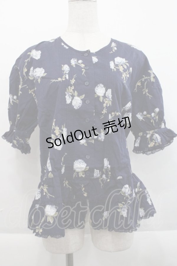 画像1: KETTY / オールドローズ半袖ブラウス  青 I-25-09-21-023-EL-BL-HD-ZI (1)