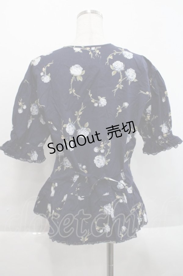 画像2: KETTY / オールドローズ半袖ブラウス  青 I-25-09-21-023-EL-BL-HD-ZI (2)