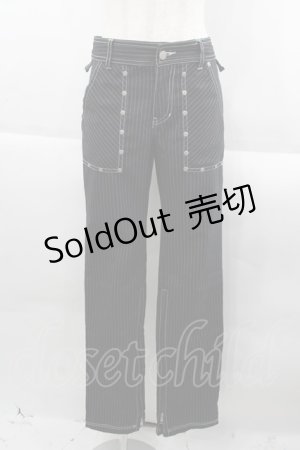 画像: ALGONQUINS / ストライプパンツ  黒Ｘ白 I-25-09-24-057-AL-PA-SA-ZI