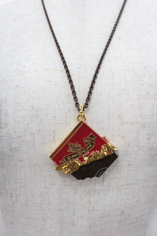 画像1: Q-pot. / Carre de Chocolat Necklace  黒Ｘ赤 I-25-09-24-060-QP-AC-SA-ZI (1)