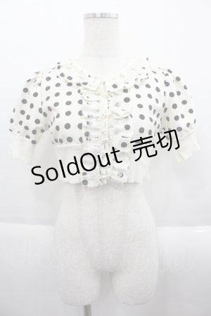 画像: JESUS DIAMANTE / ドット半袖ボレロ  白ｘ黒 I-25-09-24-005-JE-TO-SA-ZI