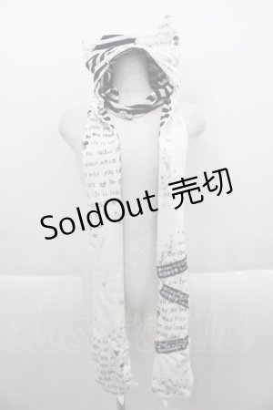 画像: HN+nois / ねこみみマフラーハット  白Ｘ黒 I-25-09-24-070-HN-AC-SA-ZI