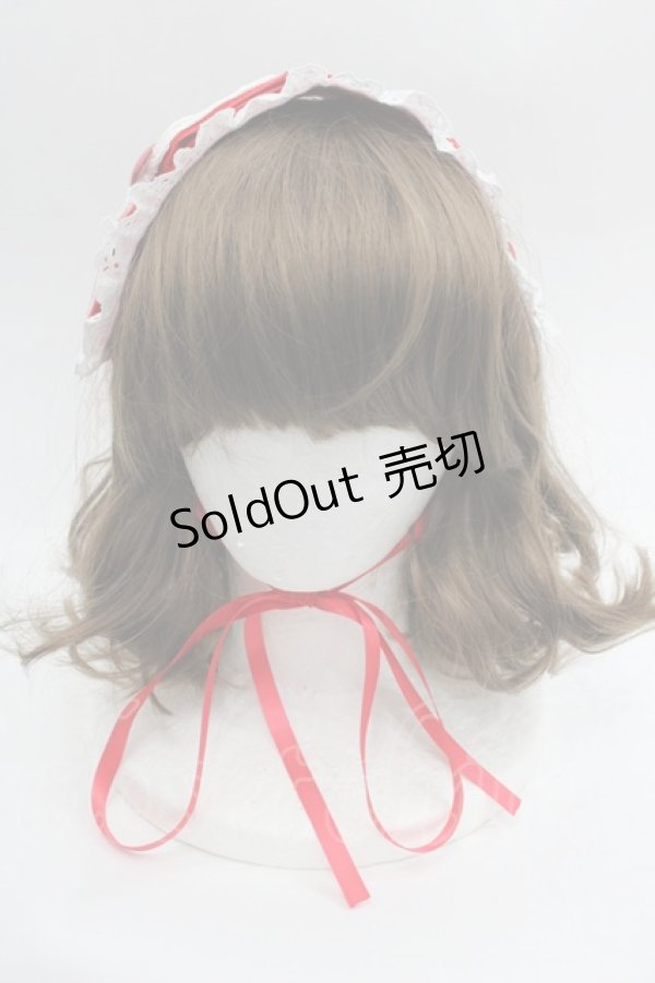 画像2: Nile Perch / 別珍×綿レースヘッドドレス  レッド I-25-09-24-087-LO-ZA-SA-ZI (2)