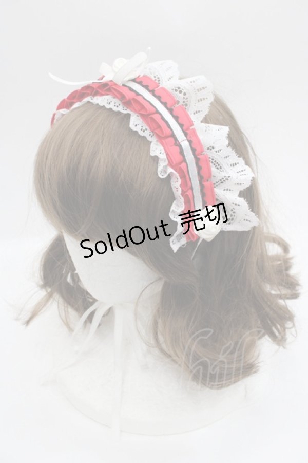 画像1: MARBLE / 薔薇リボンヘッドドレス  赤Ｘ白 I-25-09-24-088-GO-AC-SA-ZI (1)
