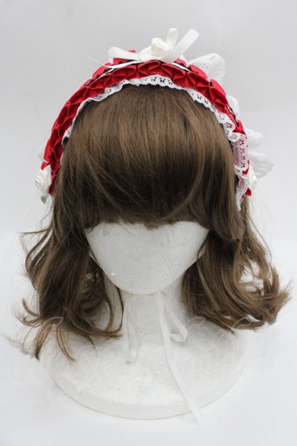 画像2: MARBLE / 薔薇リボンヘッドドレス  赤Ｘ白 I-25-09-24-088-GO-AC-SA-ZI (2)