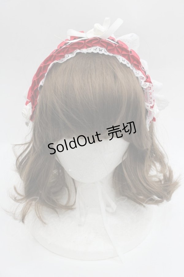 画像2: MARBLE / 薔薇リボンヘッドドレス  赤Ｘ白 I-25-09-24-088-GO-AC-SA-ZI (2)