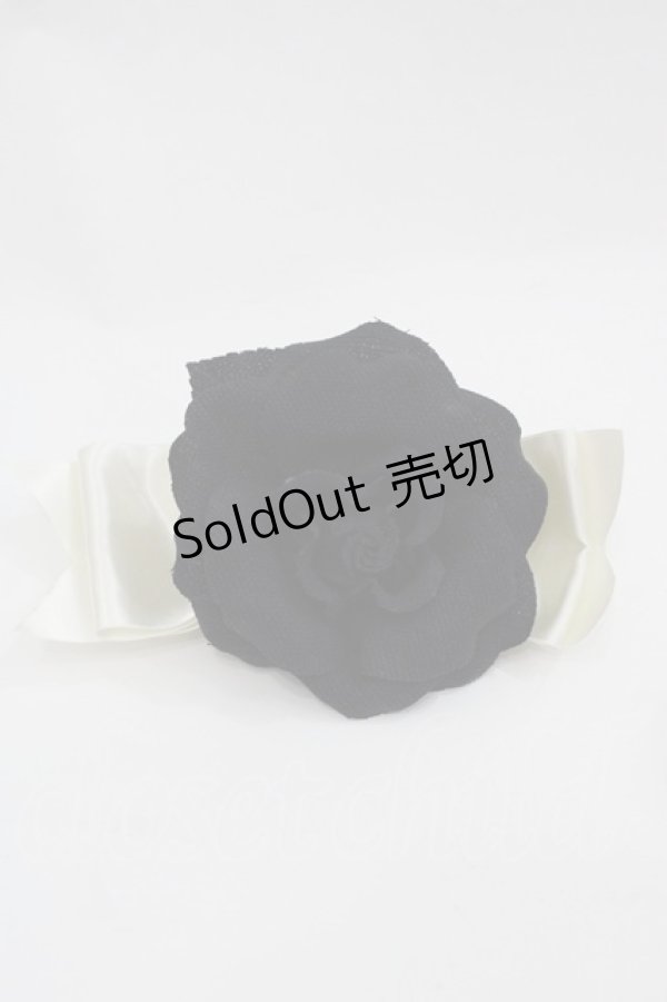 画像1: JESUS DIAMANTE / マドモアゼルカメリアバレッタ  黒Ｘ白 I-25-09-24-095-JE-AC-SA-ZI (1)