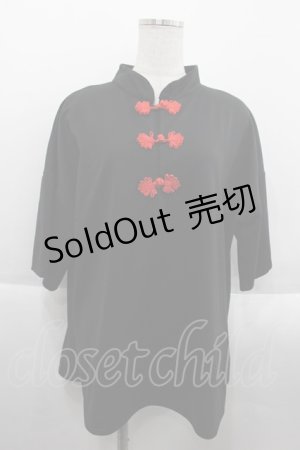 画像: ACDC RAG / チャイナ半袖カットソー  黒Ｘ赤 I-25-09-24-009-PU-TO-SA-ZI