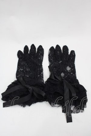 画像: LOLITAその他(お買取対象外) / リボンレースグローブ  黒 I-25-09-24-112-LO-ZA-SA-ZI