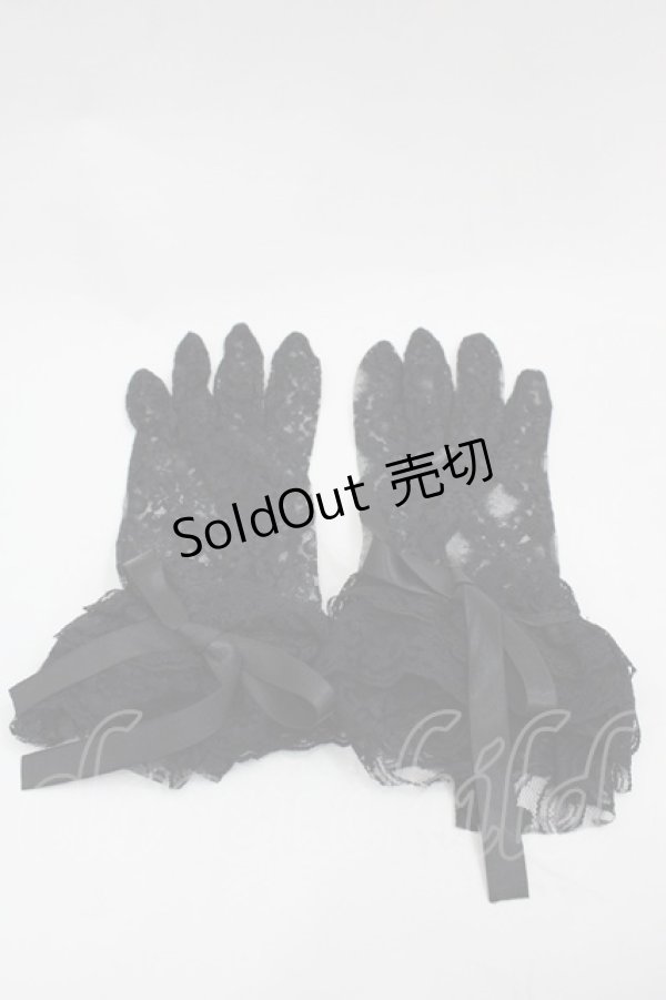 画像1: LOLITAその他(お買取対象外) / リボンレースグローブ  黒 I-25-09-24-112-LO-ZA-SA-ZI (1)