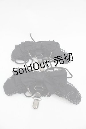 画像: Ozz oneste / リボンパールガーター  黒 I-25-09-24-115-OO-ZA-SA-ZI