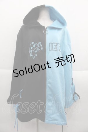 画像: NieR Clothing / 2カラー切替パーカー  サックスＸ黒 I-25-09-24-012-PU-TO-SA-ZI