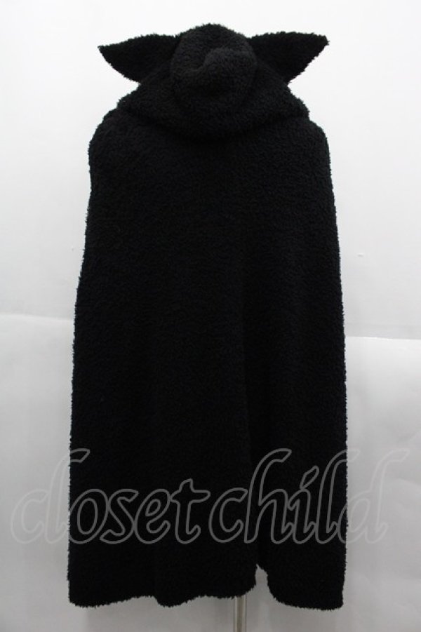 画像2: PUTUMAYO / 眼帯ねこもこもこケープ  黒Ｘ白 I-25-09-24-013-PT-JA-SA-ZI (2)