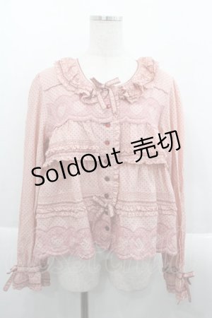 画像: PINK HOUSE / いちごステッチレース使い水玉プリントブラウス  ピンク I-25-09-24-014-LO-BL-SA-ZI