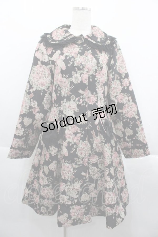 画像1: BABY,THE STARS SHINE BRIGHT / くまちゃんブーケ柄ゴブランコート  黒 I-25-09-24-016-BA-CO-SA-ZI (1)