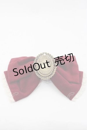 画像: metamorphose / 別珍カメオ付バレッタ  ボルドー I-25-09-27-032-ME-AC-SA-ZI