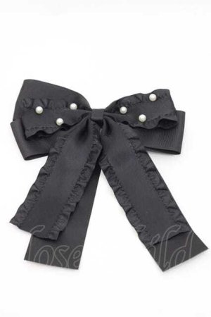 画像: m petit by misako / パールリボンクリップ  黒 I-25-09-27-036-LO-AC-SA-ZI