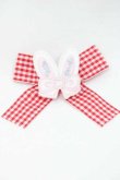 画像1: Nile Perch / うさみみギンガムリボンクリップ  赤Ｘ白 I-25-09-27-044-LO-AC-SA-ZI (1)
