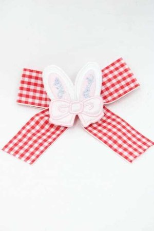 画像: Nile Perch / うさみみギンガムリボンクリップ  赤Ｘ白 I-25-09-27-044-LO-AC-SA-ZI