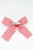 画像2: Nile Perch / うさみみギンガムリボンクリップ  赤Ｘ白 I-25-09-27-044-LO-AC-SA-ZI (2)