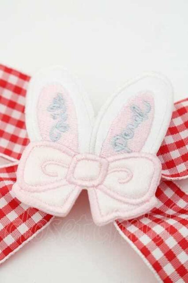 画像3: Nile Perch / うさみみギンガムリボンクリップ  赤Ｘ白 I-25-09-27-044-LO-AC-SA-ZI (3)