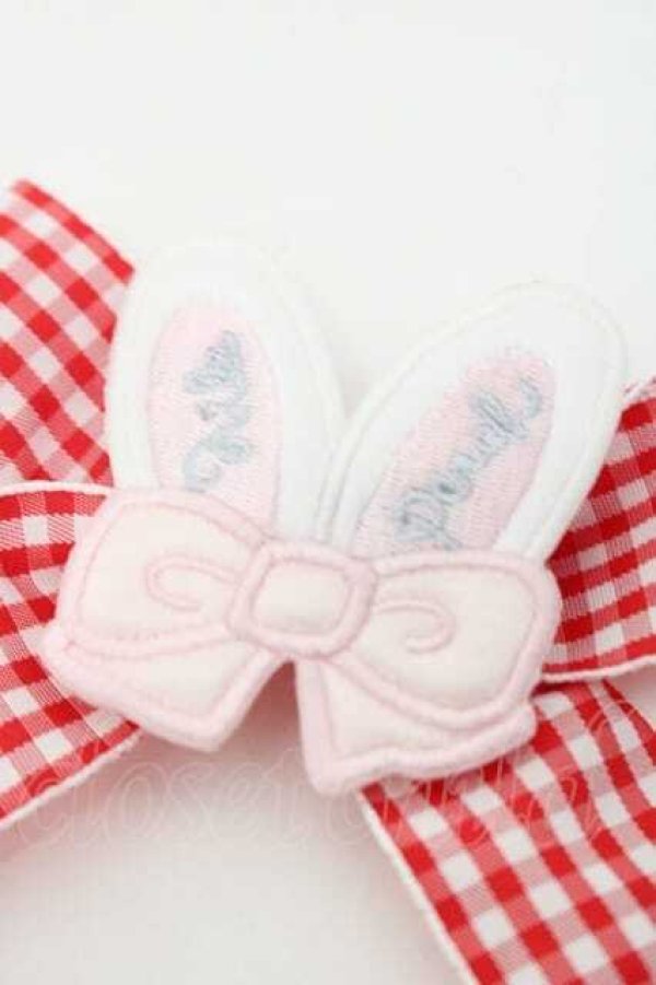 画像3: Nile Perch / うさみみギンガムリボンクリップ  赤Ｘ白 I-25-09-27-046-LO-AC-SA-ZI (3)