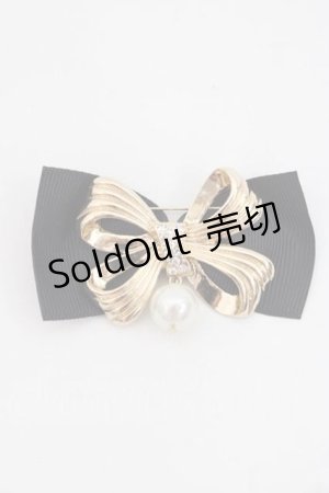 画像: m petit by misako / AMPLリボンブローチ  黒Ｘゴールド I-25-09-27-058-LO-AC-SA-ZI