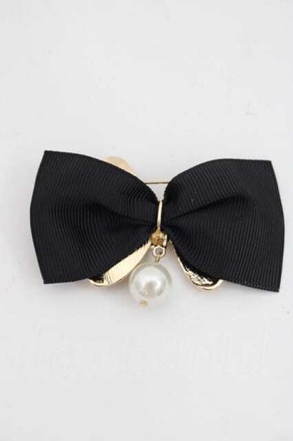 画像2: m petit by misako / AMPLリボンブローチ  黒Ｘゴールド I-25-09-27-058-LO-AC-SA-ZI (2)