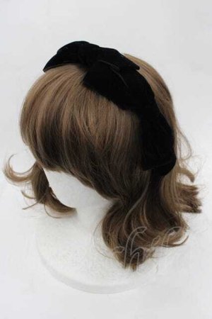 画像: Amavel / 別珍リボンカチューシャ  黒 I-25-09-27-010-CA-AC-SA-ZI