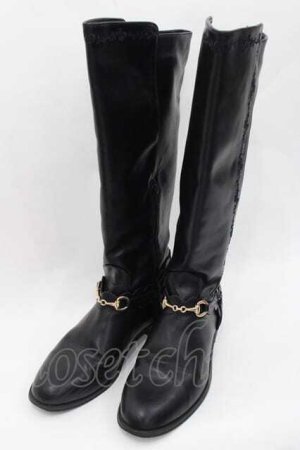 画像: axes femme / 刺繍ジョッキーブーツ L クロ I-25-09-27-101-AX-SH-SA-ZT386