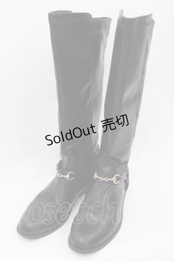 画像1: axes femme / 刺繍ジョッキーブーツ L クロ I-25-09-27-101-AX-SH-SA-ZT386 (1)