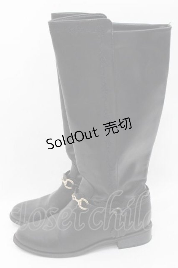 画像2: axes femme / 刺繍ジョッキーブーツ L クロ I-25-09-27-101-AX-SH-SA-ZT386 (2)