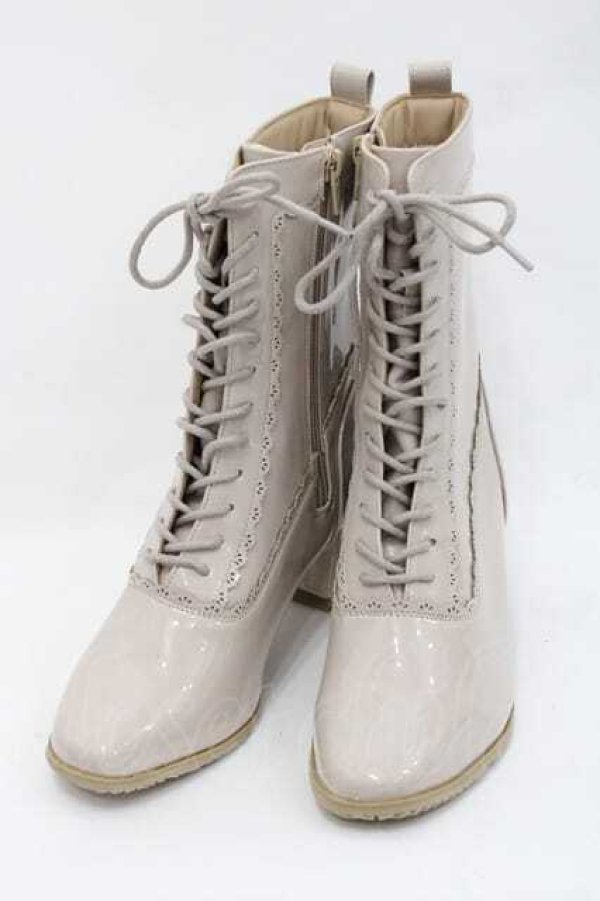 画像1: axes femme / レースアップレインブーツ S ベージュ I-25-09-27-102-AX-SK-SA-ZT387 (1)