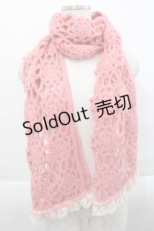 画像: LIZ LISA / 10th ANNIVERSARYニットストール  ピンクＸ白 I-25-09-27-121-LO-ZA-SA-ZI