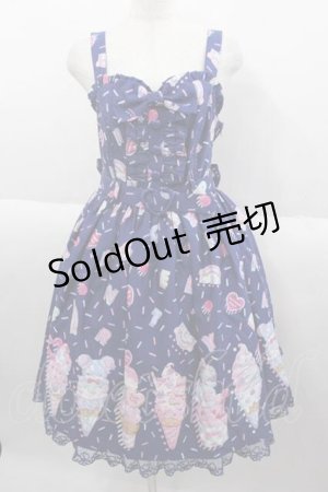 画像: Angelic Pretty / Decoration Ice Creamジャンパースカート  ネイビー I-25-09-30-059-AP-OP-SA-ZI