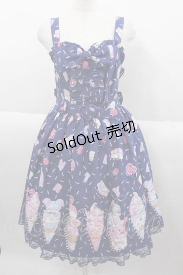 画像1: Angelic Pretty / Decoration Ice Creamジャンパースカート  ネイビー I-25-09-30-059-AP-OP-SA-ZI (1)