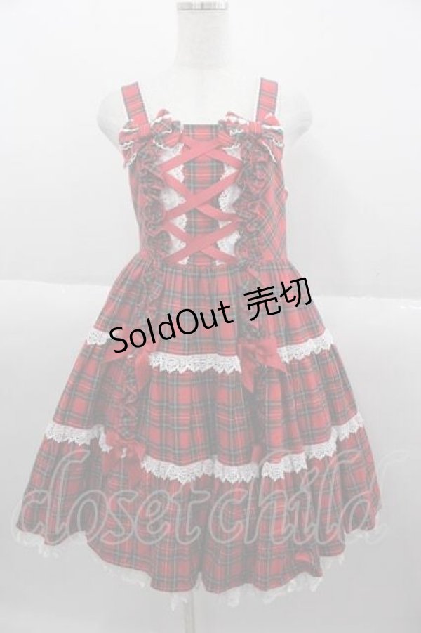 Angelic Pretty / タータンチェック肩リボンジャンパースカート