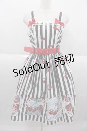 画像: Angelic Pretty / Cherry Stampジャンパースカート  黒 I-25-09-30-063-AP-OP-SA-ZI