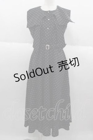 画像: an another angelus / スクエアカラーボウタイドットワンピース  ブラック I-25-09-30-074-CA-OP-SA-ZI