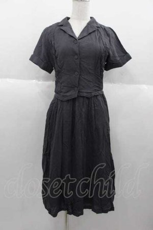 画像: F i.n.t / バックリボンドッキングシャツワンピース  ブラック I-25-09-30-075-CA-OP-SA-ZI