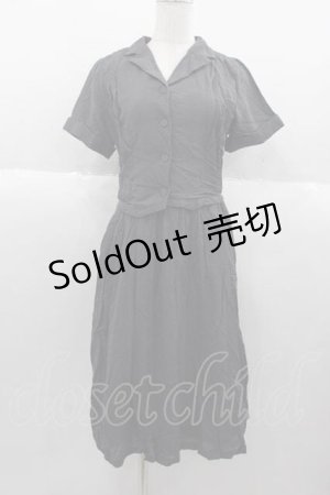 画像: F i.n.t / バックリボンドッキングシャツワンピース  ブラック I-25-09-30-075-CA-OP-SA-ZI