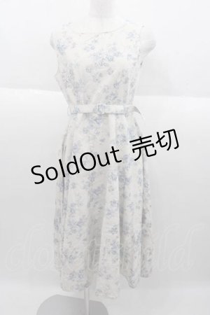 画像: an another angelus / ベルト付き花柄ジャンパースカート  ベージュ×サックス I-25-09-30-077-CA-OP-SA-ZI