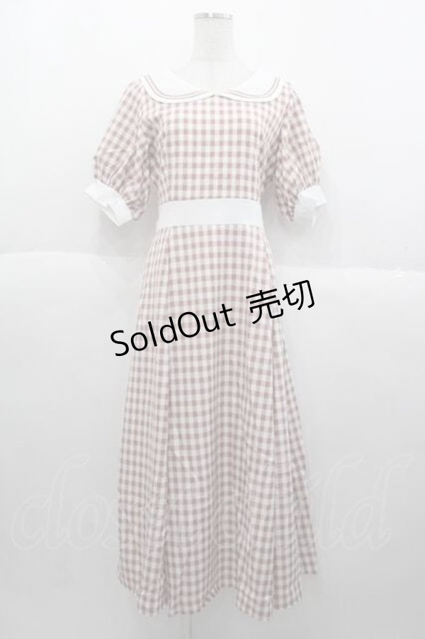 画像1: Maison de FLEUR Petite Robe canon / セーラーカラーギンガムワンピース M サーモン I-25-09-30-090-LO-OP-SA-ZI (1)